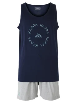 Kappa Completo smanicato da uomo in cotone con logo - blu scuro