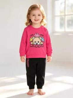 Kappa Completo tuta da neonata 2 pezzi con felpa e pantaloni in cotone - fucsia