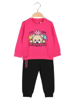 Kappa Completo tuta da neonata 2 pezzi con felpa e pantaloni in cotone - fucsia