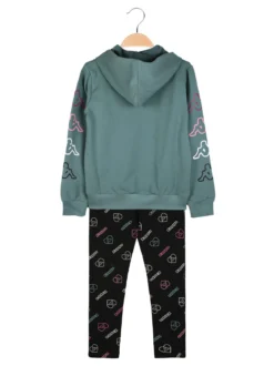 Kappa Completo tuta da ragazza con cappuccio e leggings logo - acqua marina