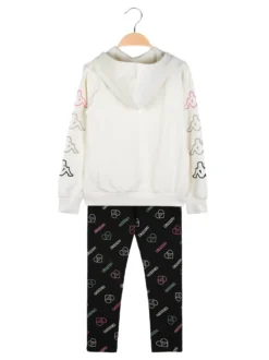 Kappa Completo tuta da ragazza con cappuccio e leggings logo - panna