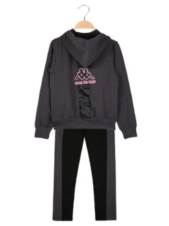 Kappa Completo tuta da ragazza con cappuccio e zip - grigio scuro