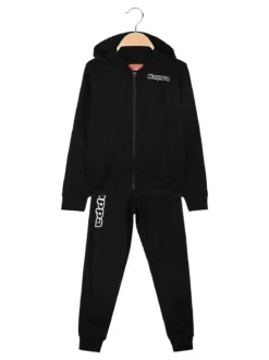 Kappa Completo tuta da ragazza 2 pezzi con cappuccio e zip - nero