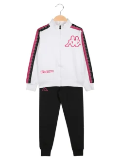 Kappa Completo tuta da ragazza 2 pezzi full zip in cotone - bianco