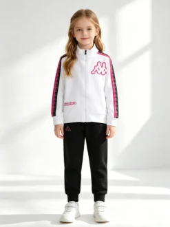 Kappa Completo tuta da ragazza 2 pezzi full zip in cotone - bianco
