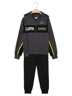 Kappa Completo tuta da ragazzo 2 pezzi con cappuccio e zip - grigio scuro