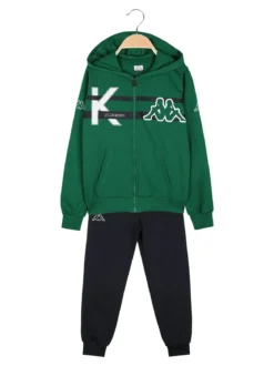 Kappa Completo tuta da ragazzo 2 pezzi con cappuccio e zip - verde