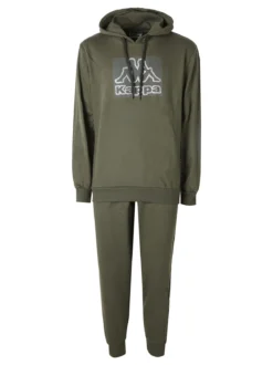 Kappa Completo tuta da uomo 2 pezzi con cappuccio e logo - militare