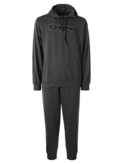 Kappa Completo tuta da uomo 2 pezzi con cappuccio in misto cotone - grigio scuro