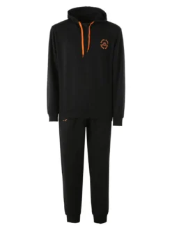 Kappa Completo tuta da uomo 2 pezzi con cappuccio in misto cotone - nero