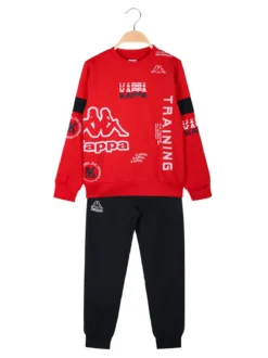 Kappa Completo tuta girocollo 2 pezzi da bambino con interno in caldo cotone - rosso