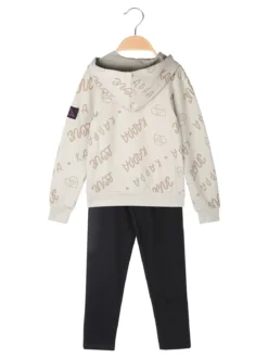 Kappa Completo tuta logo 2 pezzi da bambina con cappuccio - sabbia