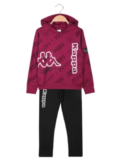 Kappa Completo tuta logo 2 pezzi da ragazza con cappuccio e interno felpato - fucsia