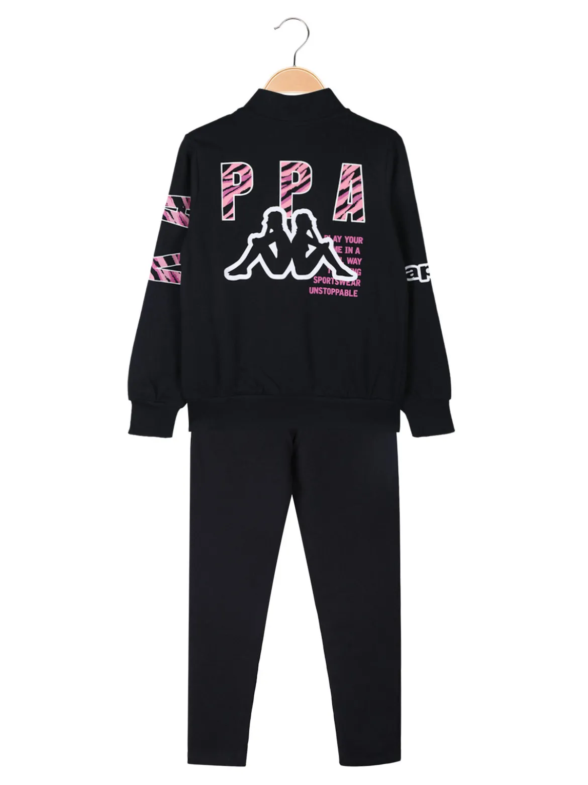 Kappa Completo tuta 2 pezzi da bambina con zip e interno felpato - blu scuro