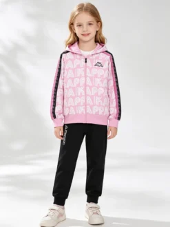 Kappa Completo tuta 2 pezzi da bambina full zip con cappuccio - rosa