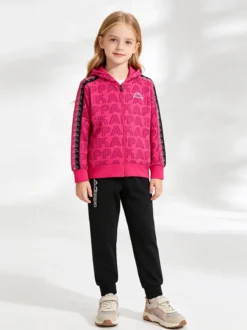 Kappa Completo tuta 2 pezzi da bambina full zip con cappuccio - fucsia