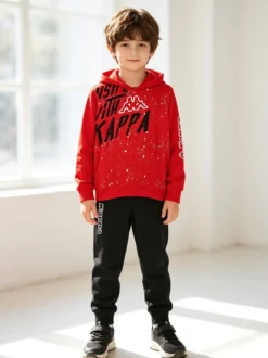 Kappa Completo tuta 2 pezzi da bambino con cappuccio - rosso