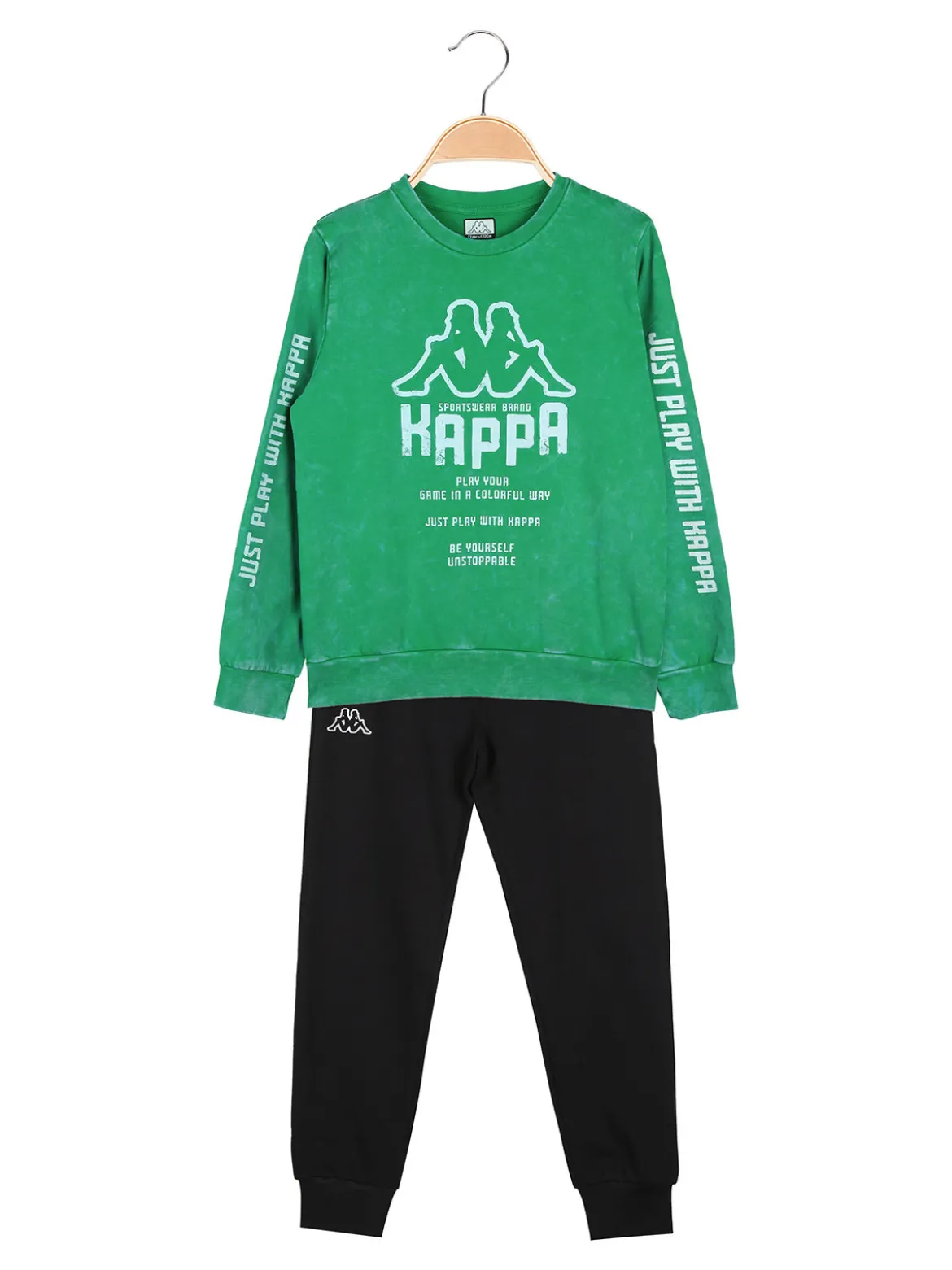 Kappa Completo tuta 2 pezzi da bambino girocollo con logo - verde