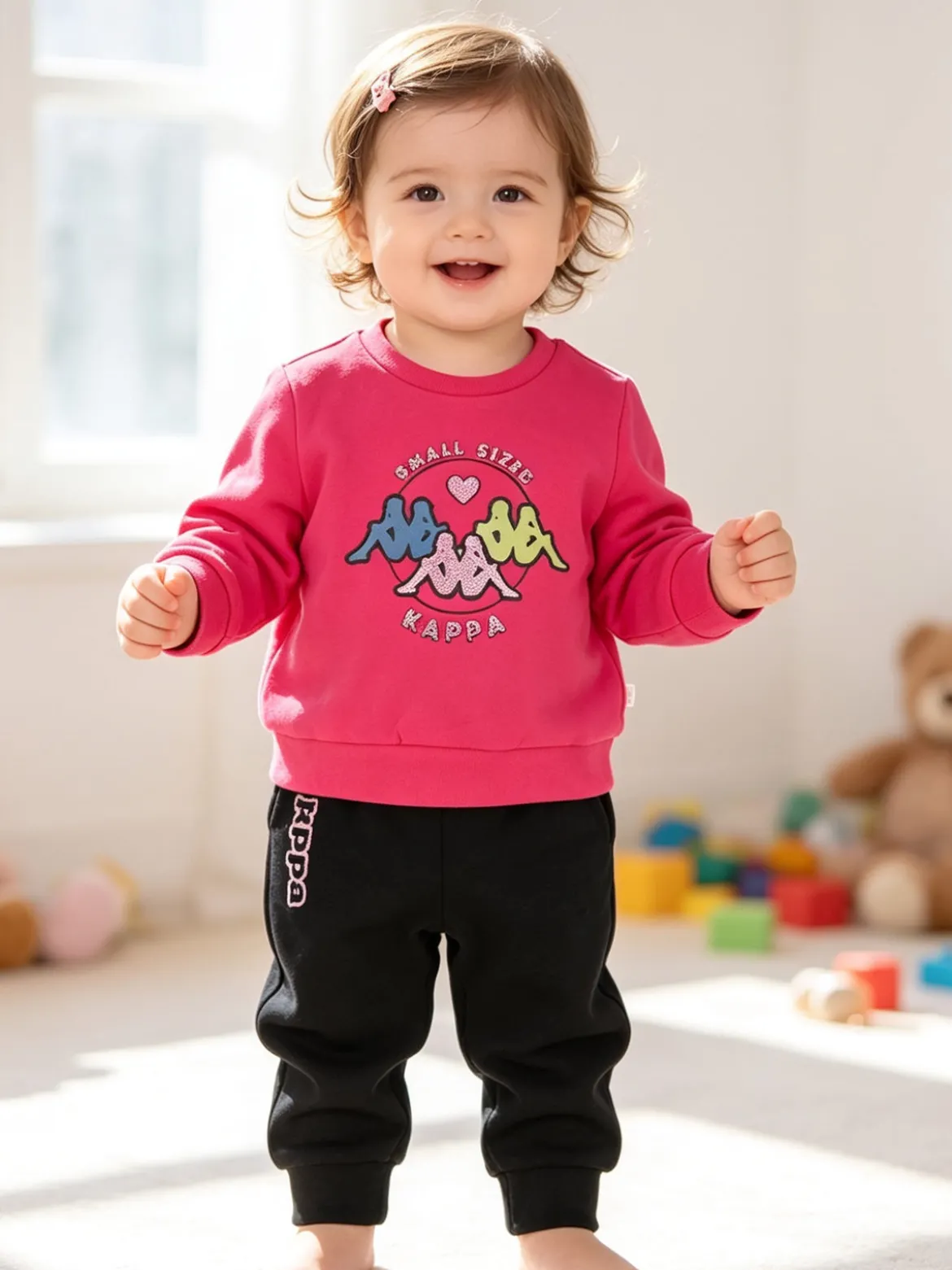 Kappa Completo tuta 2 pezzi da neonata con felpa e pantaloni in cotone - fucsia