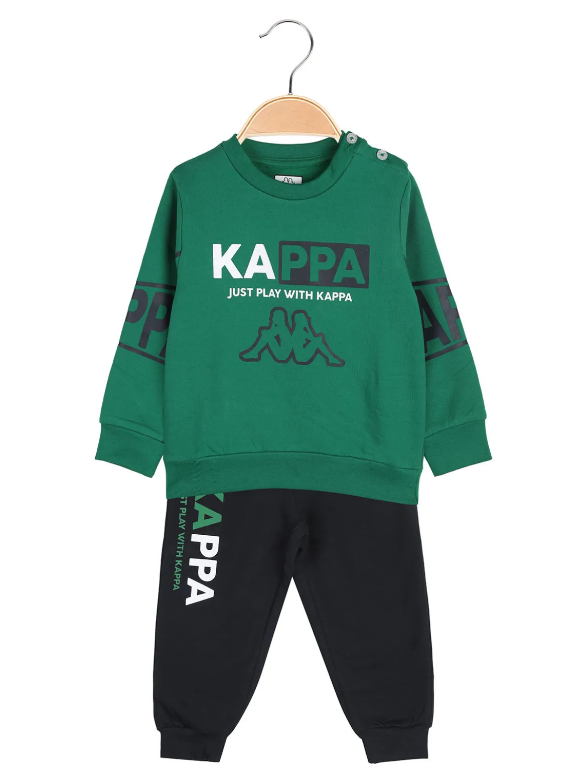 Kappa Completo tuta 2 pezzi da neonato con logo e interno felpato - verde