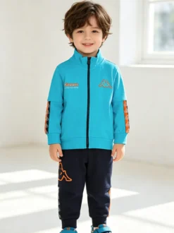 Kappa Completo tuta 2 pezzi da neonato full zip in cotone - turchese