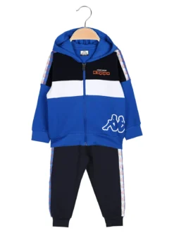 Kappa Completo tuta 2 pezzi da neonato in cotone con cappuccio e zip - blu