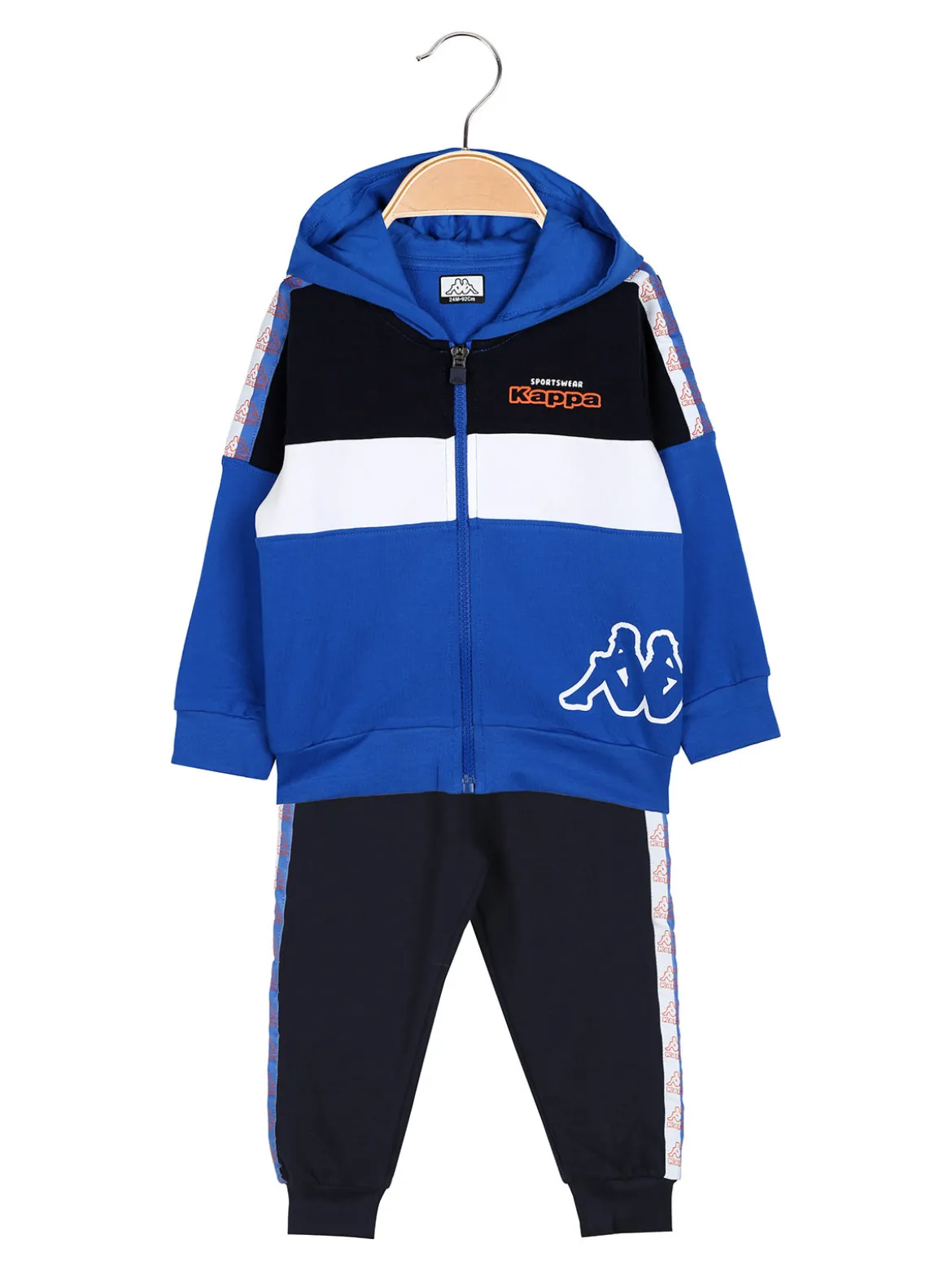 Kappa Completo tuta 2 pezzi da neonato in cotone con cappuccio e zip - blu