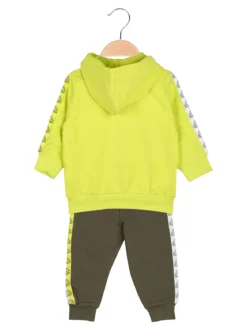 Kappa Completo tuta 2 pezzi da neonato in cotone con cappuccio e zip - giallo