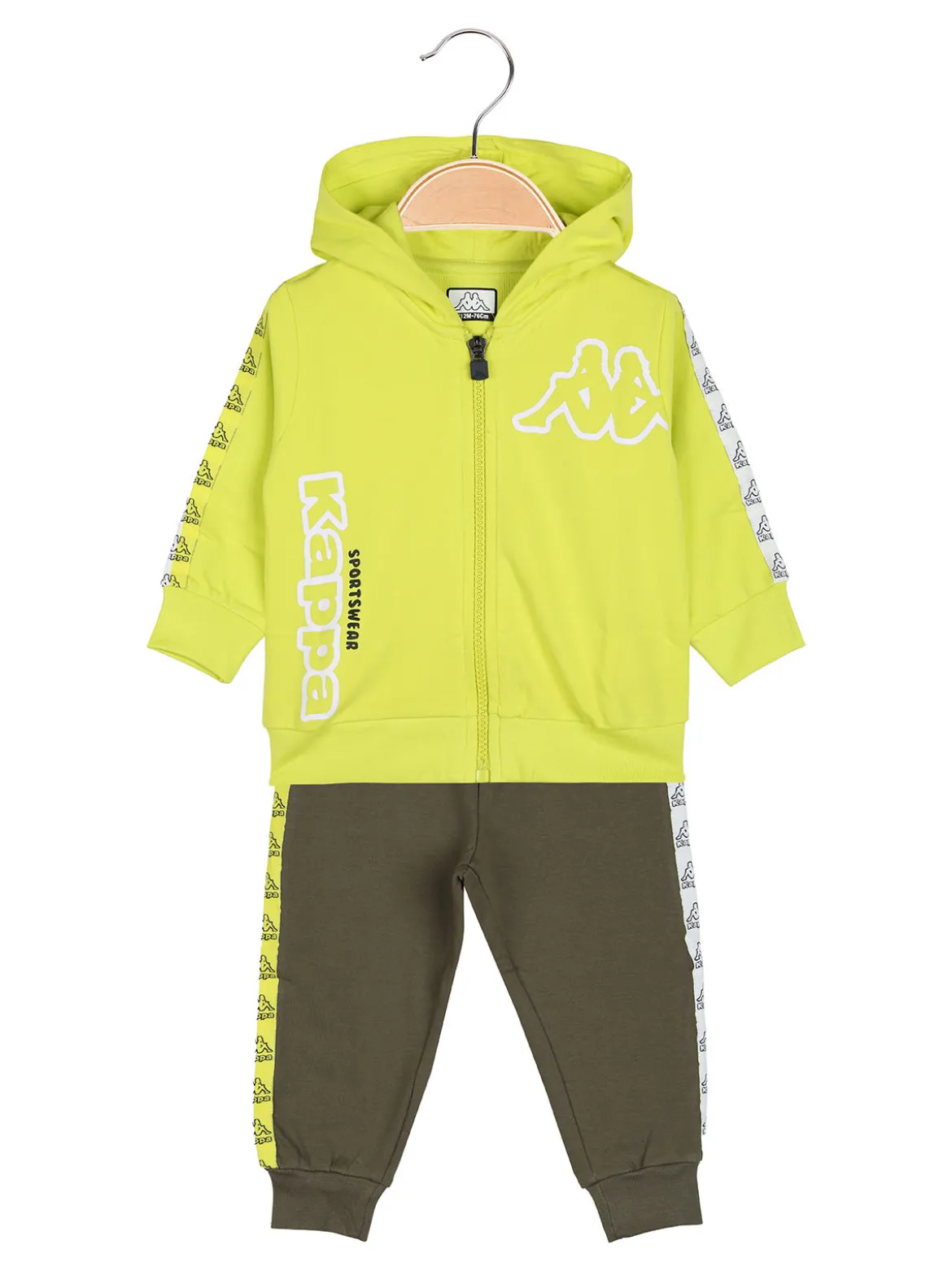 Kappa Completo tuta 2 pezzi da neonato in cotone con cappuccio e zip - giallo