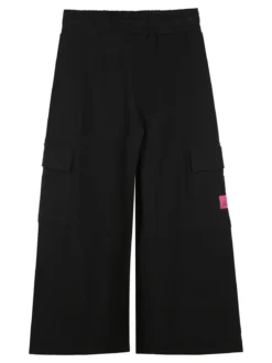 Kappa Completo tuta 2 pezzi da ragazza con cappuccio e pantaloni cargo a gamba larga - nero