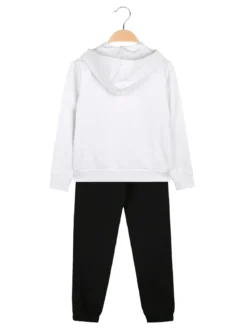 Kappa Completo tuta 2 pezzi da ragazza in cotone con cappuccio e logo - bianco