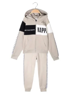 Kappa Completo tuta 2 pezzi da ragazzo con cappuccio e zip - sabbia