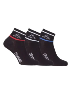 Kappa Confezione da 3 paia di calze sportive da uomo in cotone - nero