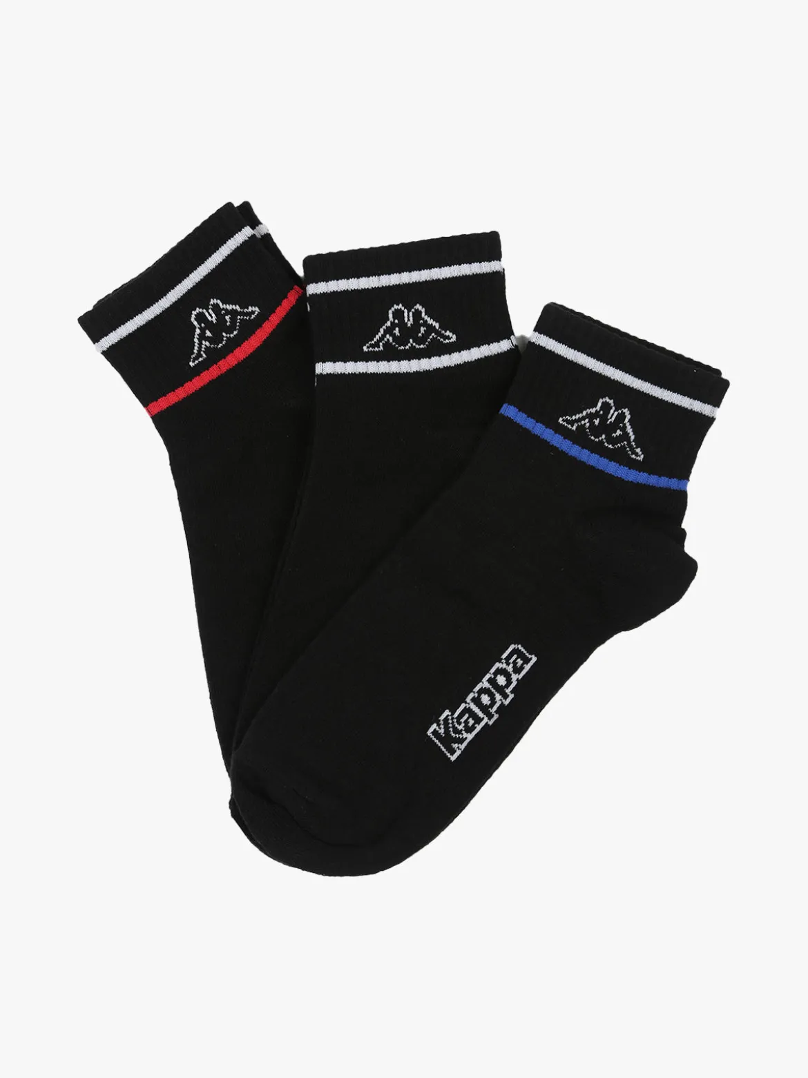 Kappa Confezione da 3 paia di calze sportive da uomo in cotone - nero