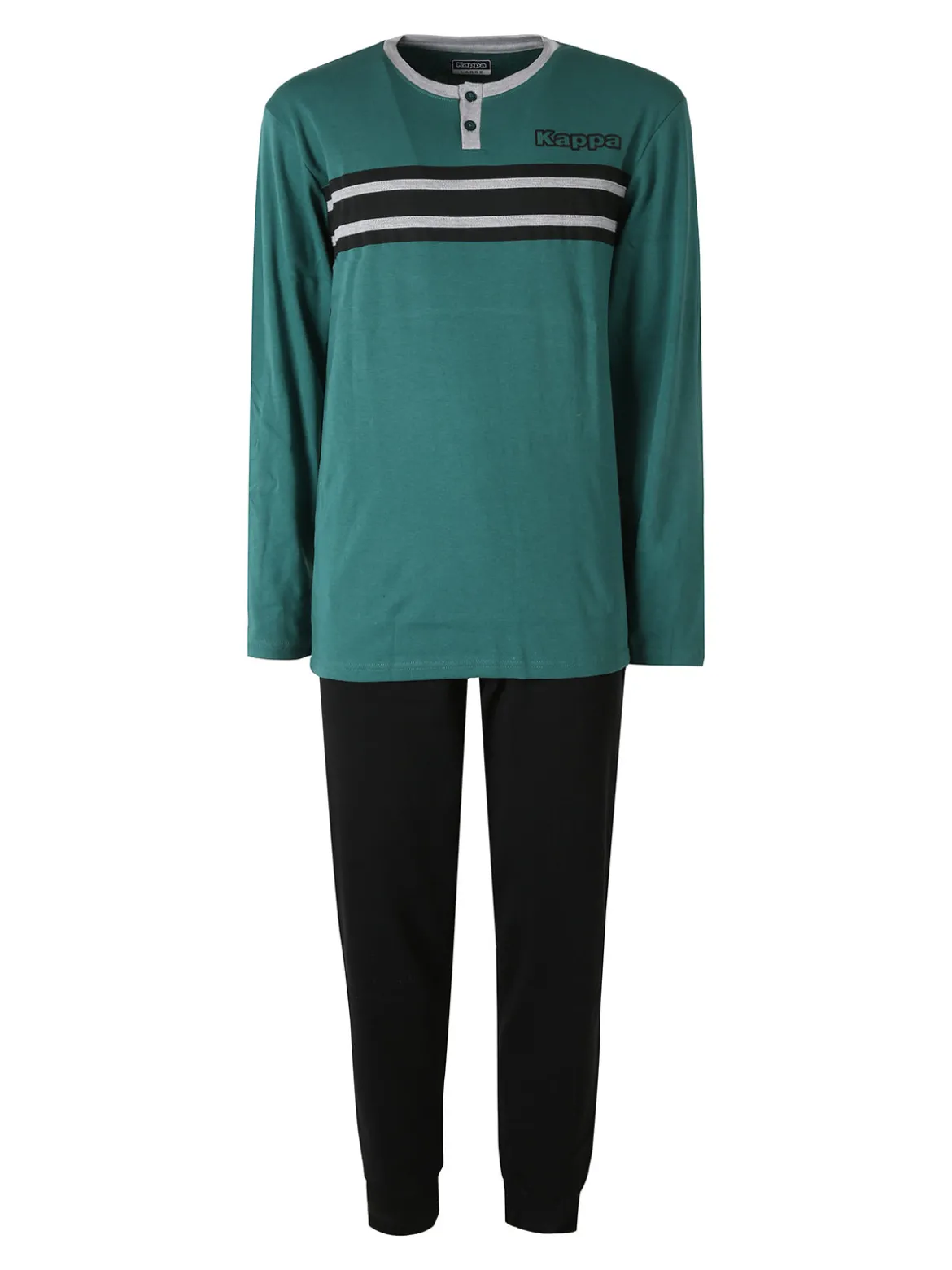 Kappa Pigiama da uomo in misto cotone interlock con logo - verde