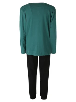 Kappa Pigiama da uomo in misto cotone interlock con logo - verde