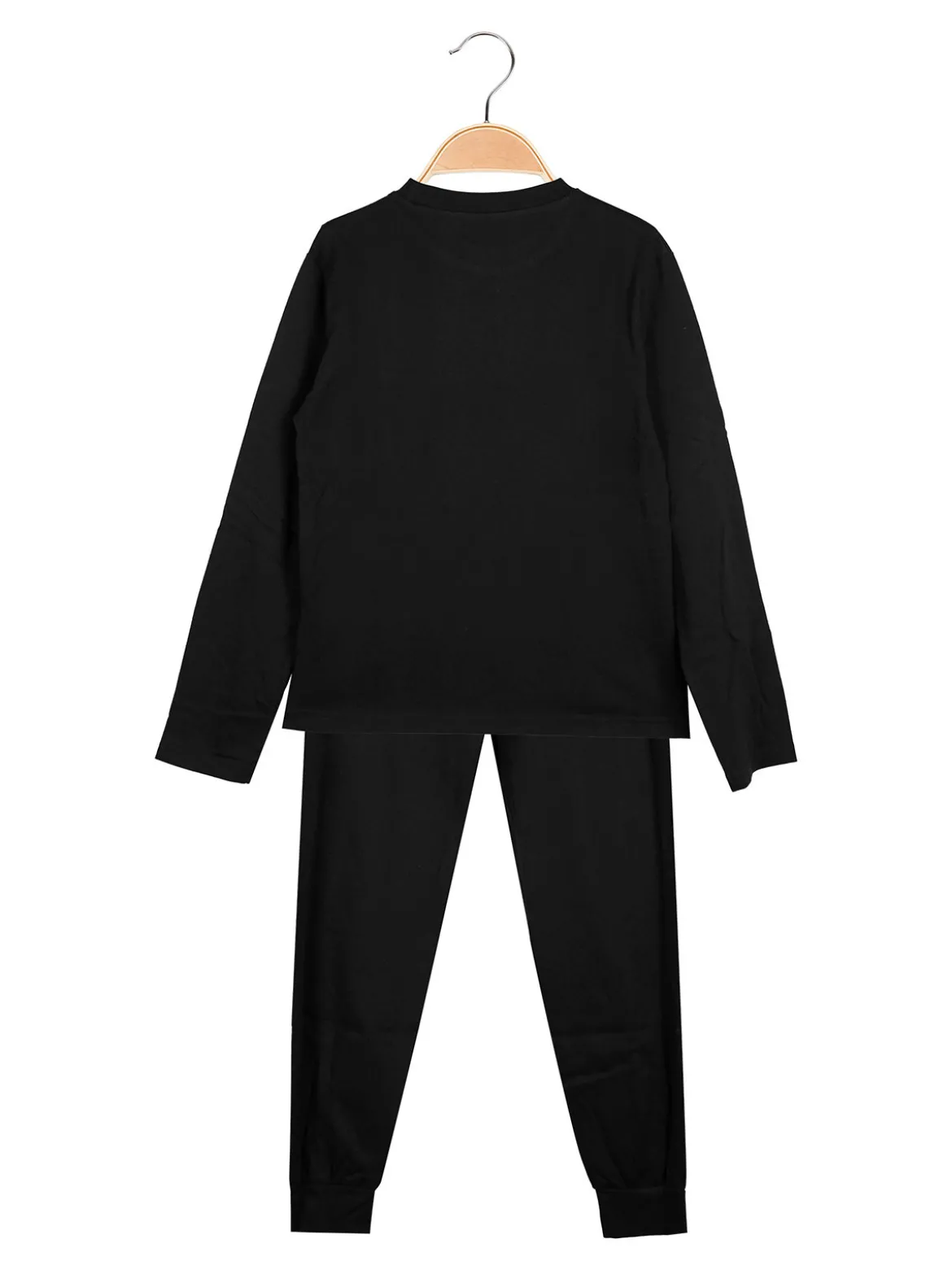 Kappa Pigiama lungo da ragazzo in cotone con logo - nero