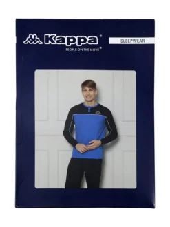 Kappa Pigiama lungo da uomo in cotone interlock - blu scuro
