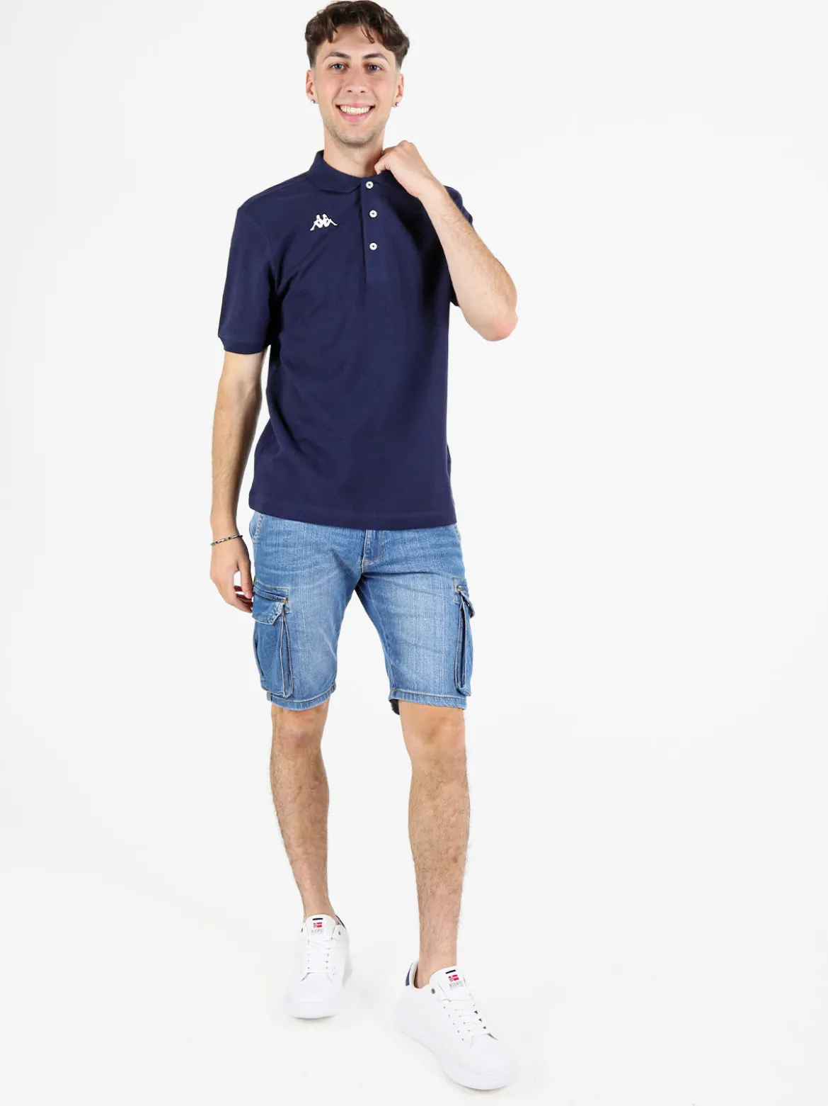 Kappa Polo da uomo a maniche corte in cotone con logo