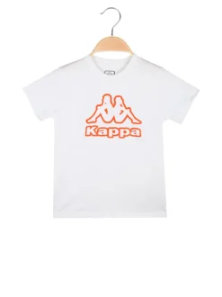 Kappa T-shirt da ragazzo in cotone con logo - bianco