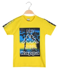 Kappa T-shirt da ragazzo in cotone con stampa disegno - giallo