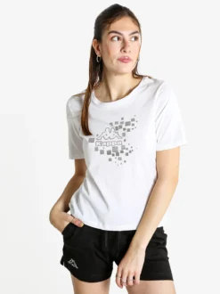 Kappa T-shirt donna in cotone con logo metallizato