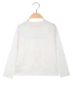 Kappa T-shirt girocollo a maniche lunghe da ragazza con logo - bianco