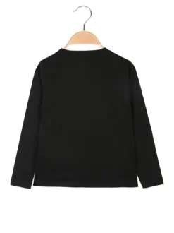 Kappa T-shirt girocollo a maniche lunghe da ragazza con logo - nero