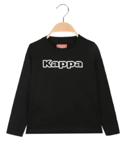 Kappa T-shirt girocollo a maniche lunghe da ragazza con logo - nero