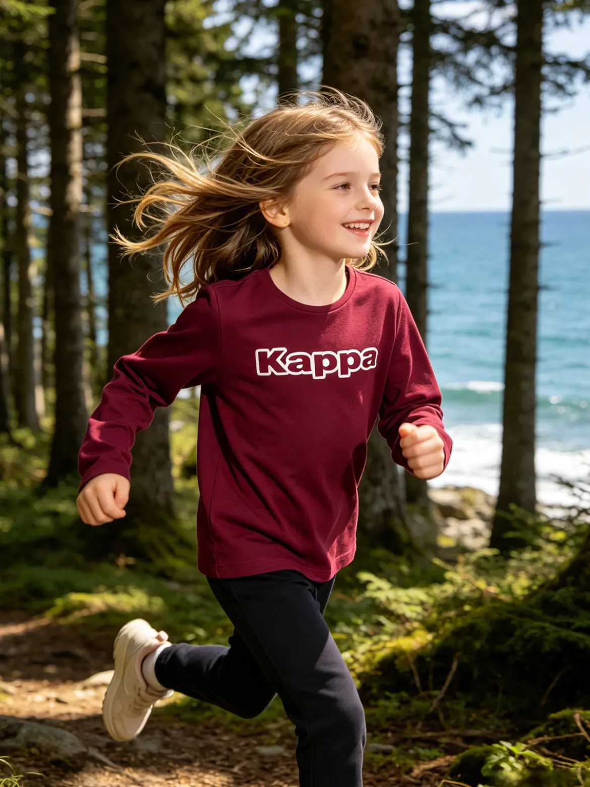 Kappa T-shirt girocollo a maniche lunghe da ragazza con logo - porpora