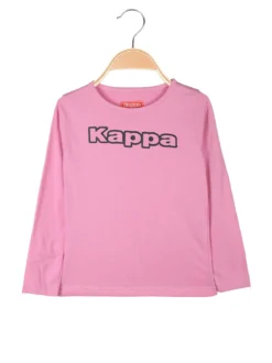 Kappa T-shirt girocollo da bambina a maniche lunghe con logo - rosa