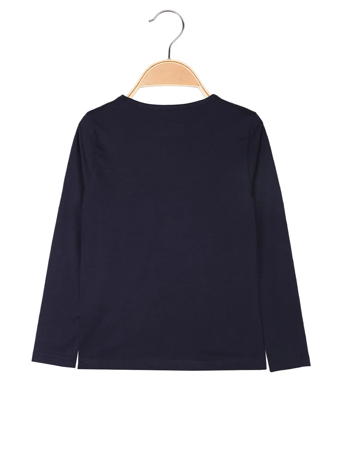 Kappa T-shirt girocollo da bambina a maniche lunghe con logo - blu scuro