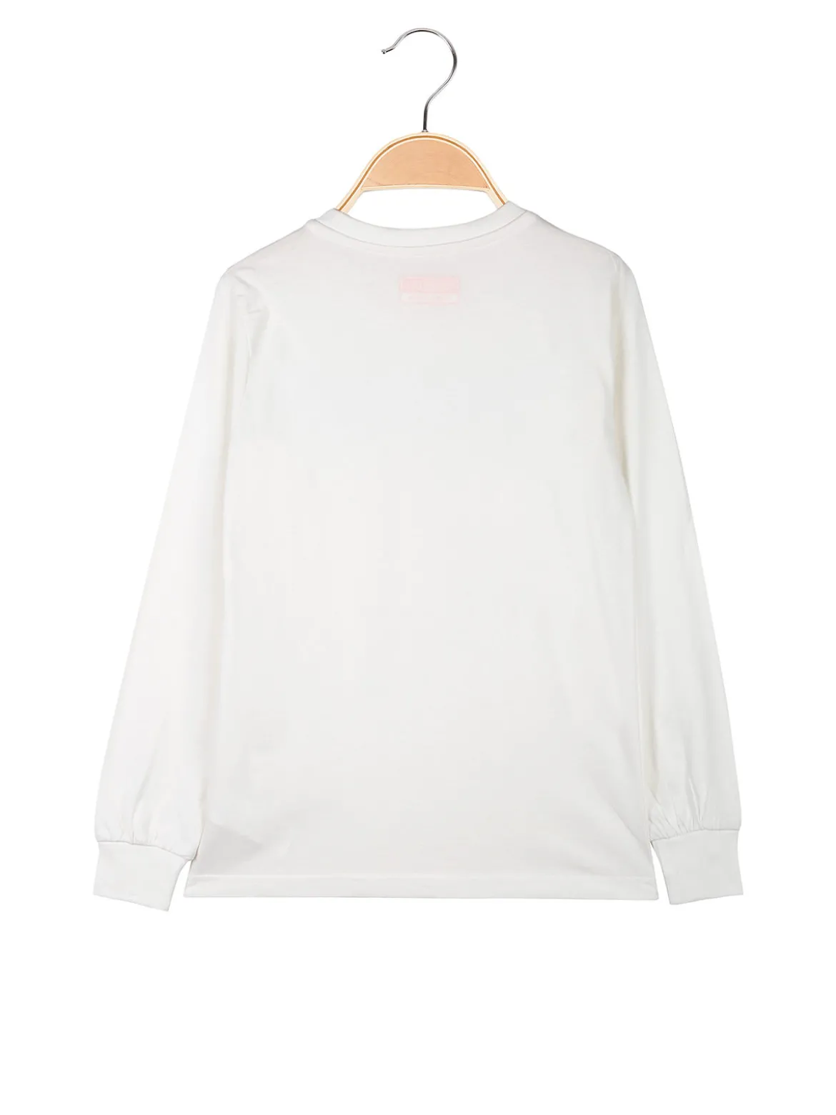 Kappa T-shirt girocollo da bambino a maniche lunghe con logo - bianco
