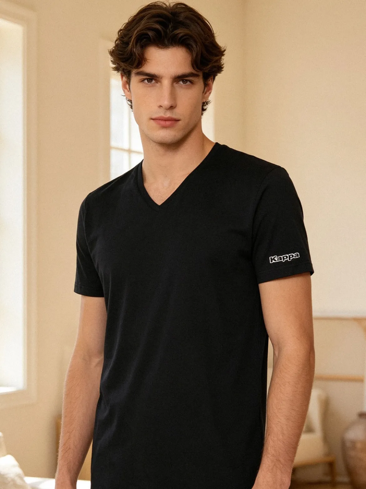 Kappa T-shirt intima da uomo in cotone scollo V